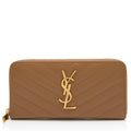 Saint Laurent Matelasse Grain de Poudre Monogram Zip Around Wallet (SHF-ZFHCDK)