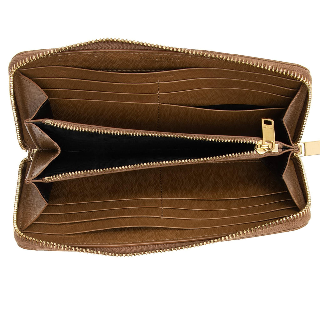 Saint Laurent Matelasse Grain de Poudre Monogram Zip Around Wallet (SHF-ZFHCDK)