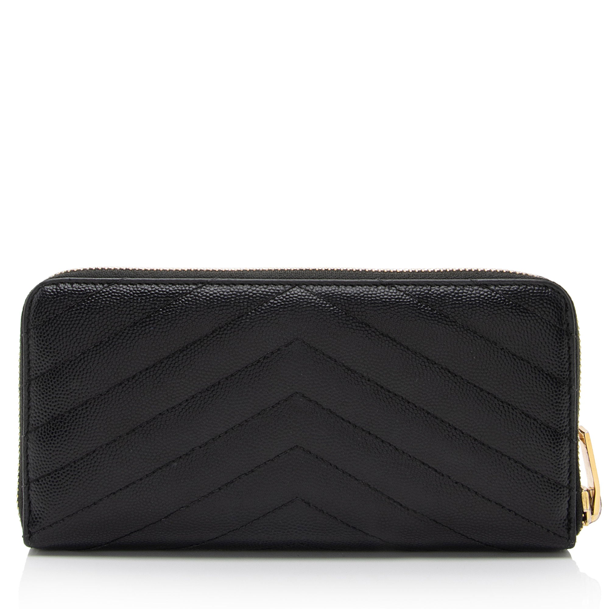 Saint Laurent Matelasse Grain de Poudre Monogram Zip Around Wallet (SHF-YBU9hg)