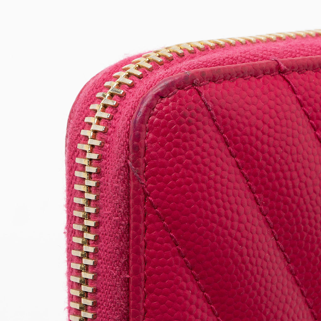 Saint Laurent Matelasse Grain de Poudre Monogram Zip Around Wallet (SHF-xMdHJp)