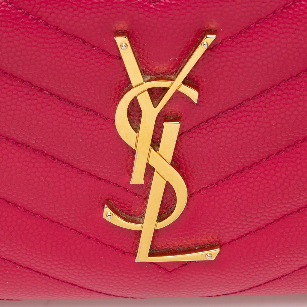 Saint Laurent Matelasse Grain de Poudre Monogram Zip Around Wallet (SHF-xMdHJp)