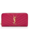 Saint Laurent Matelasse Grain de Poudre Monogram Zip Around Wallet (SHF-xMdHJp)