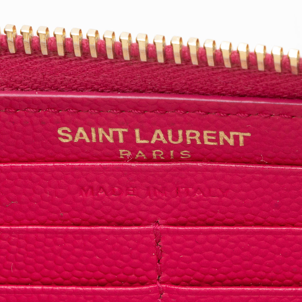 Saint Laurent Matelasse Grain de Poudre Monogram Zip Around Wallet (SHF-xMdHJp)