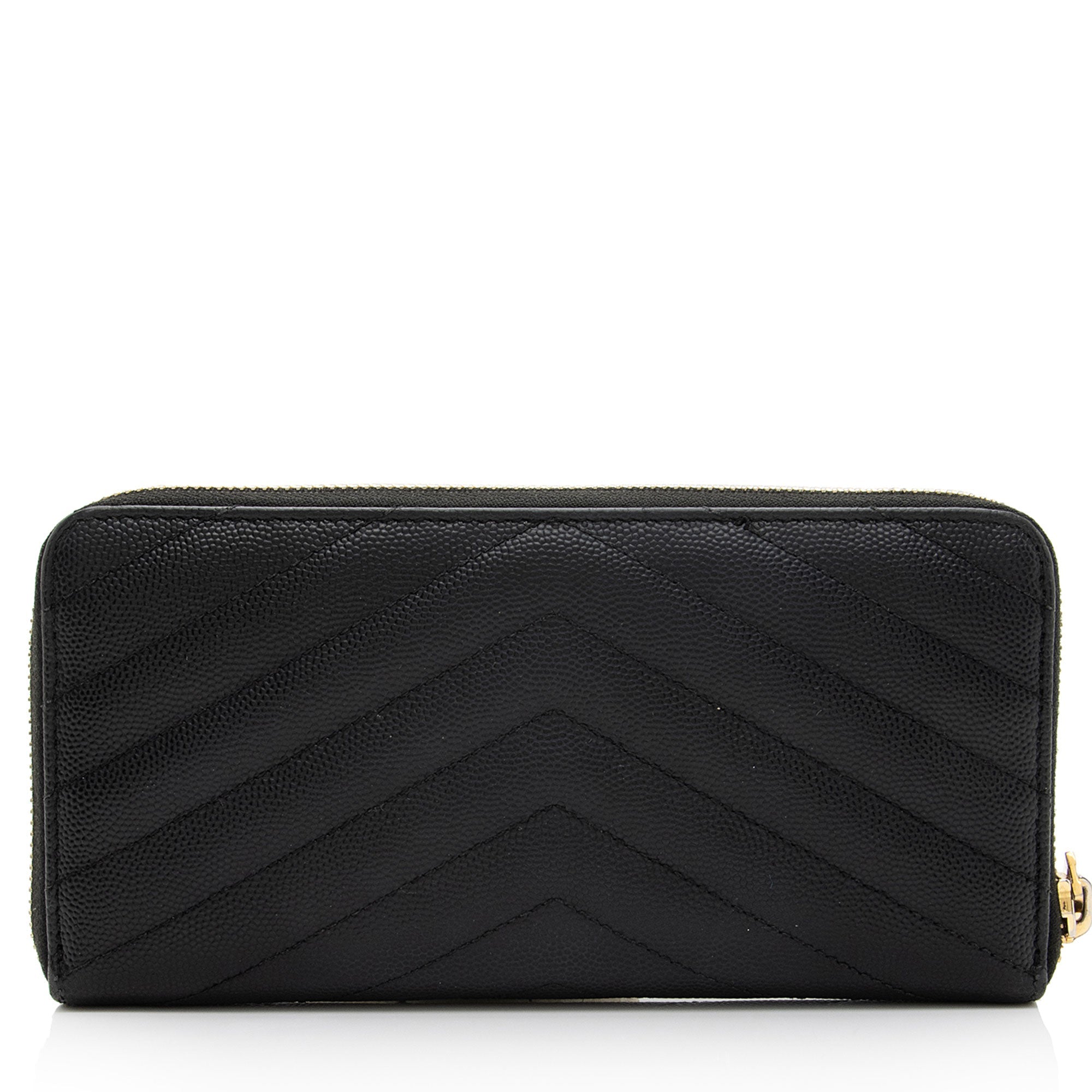 Saint Laurent Matelasse Grain de Poudre Monogram Zip Around Wallet (SHF-O3K7M8)