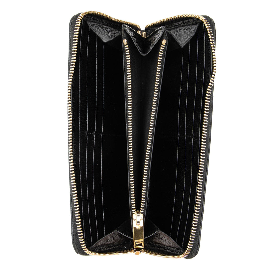 Saint Laurent Matelasse Grain de Poudre Monogram Zip Around Wallet (SHF-O3K7M8)