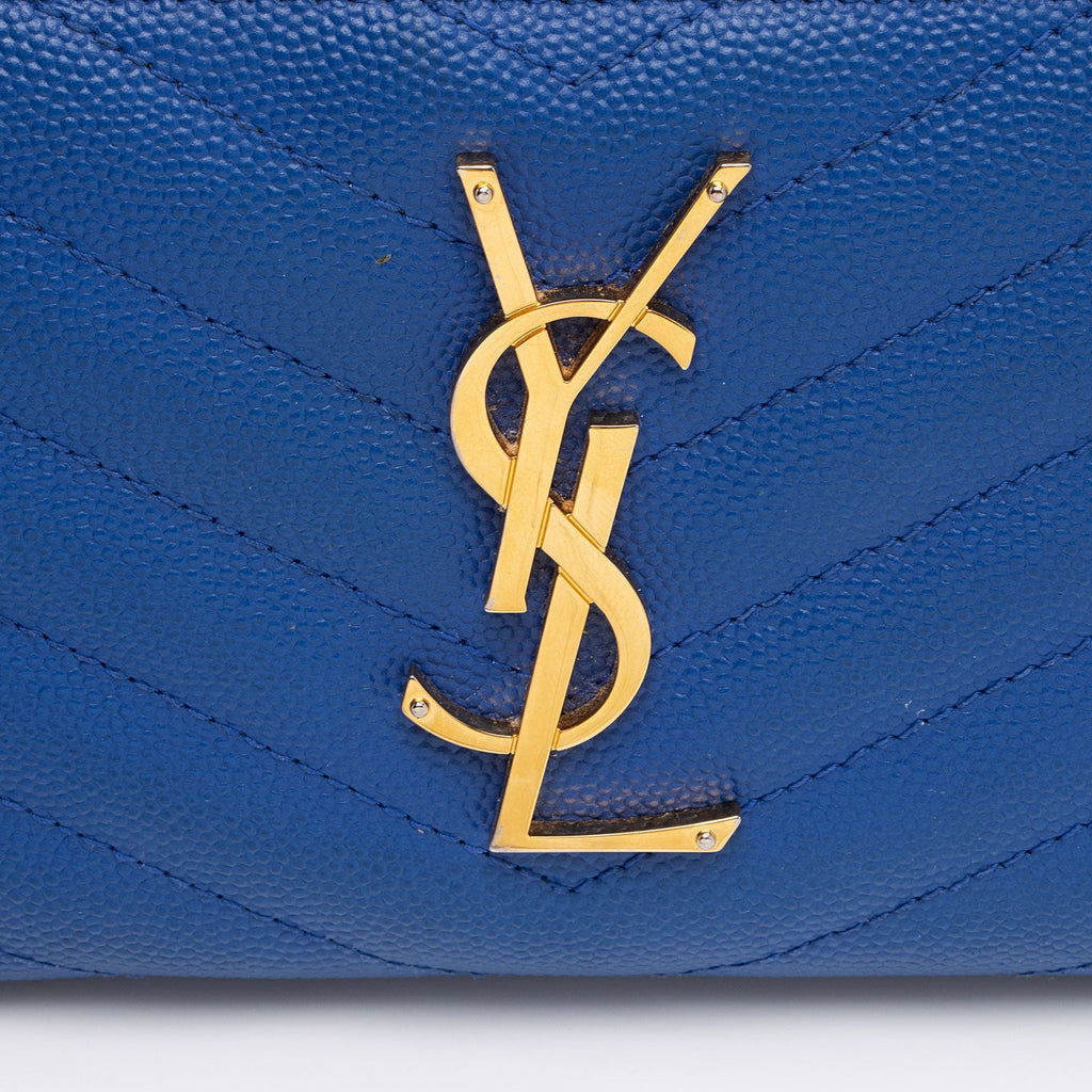 Saint Laurent Matelasse Grain de Poudre Monogram Zip Around Wallet (SHF-GVAGu1)