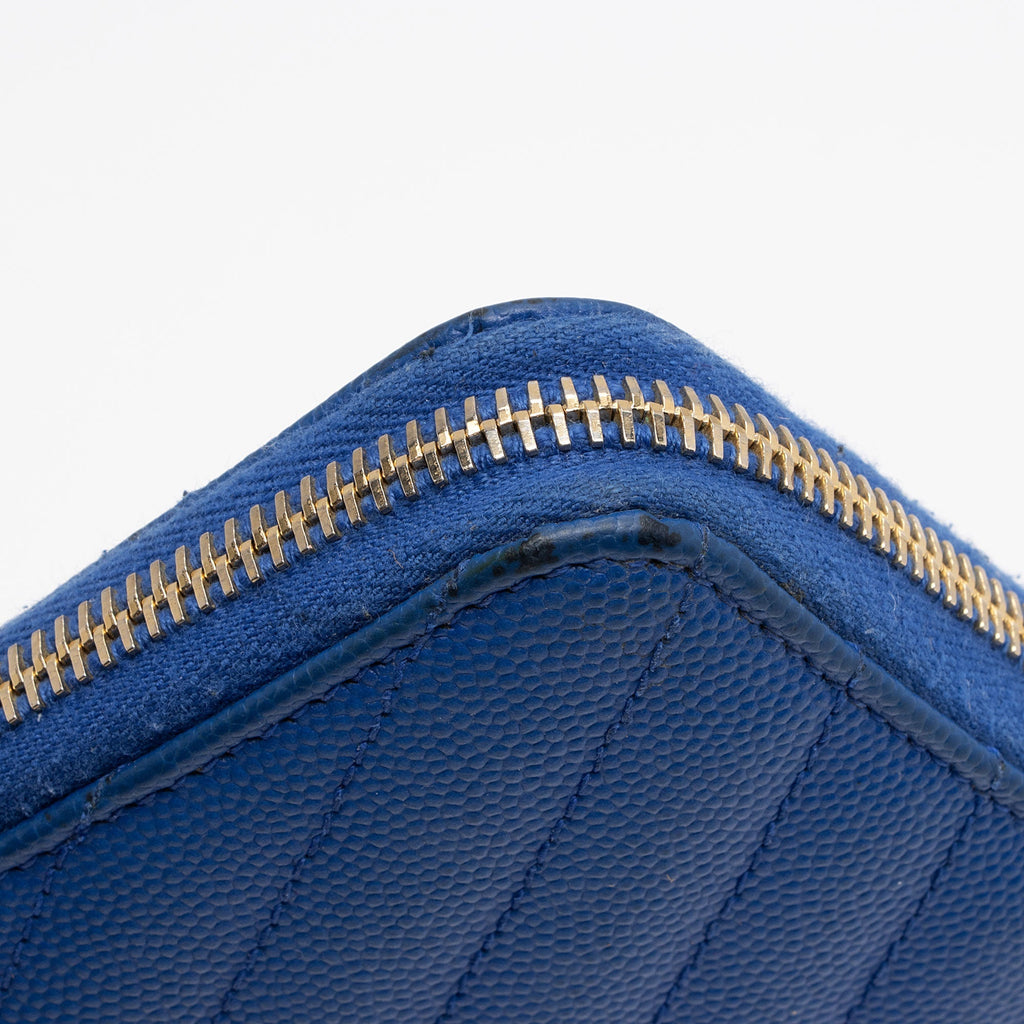 Saint Laurent Matelasse Grain de Poudre Monogram Zip Around Wallet (SHF-GVAGu1)