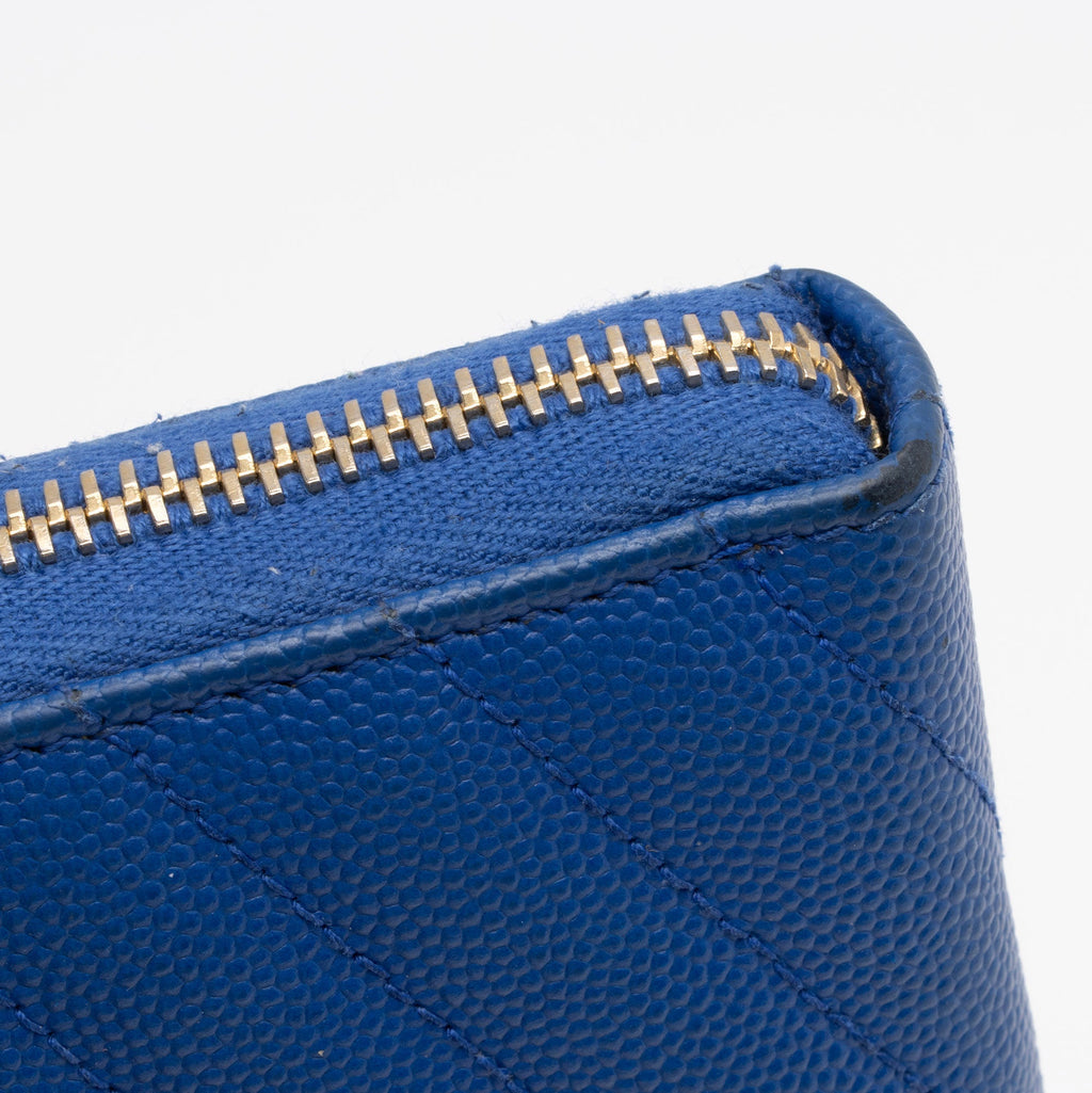 Saint Laurent Matelasse Grain de Poudre Monogram Zip Around Wallet (SHF-GVAGu1)