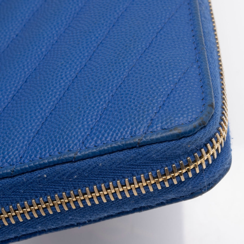 Saint Laurent Matelasse Grain de Poudre Monogram Zip Around Wallet (SHF-GVAGu1)