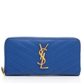 Saint Laurent Matelasse Grain de Poudre Monogram Zip Around Wallet (SHF-GVAGu1)