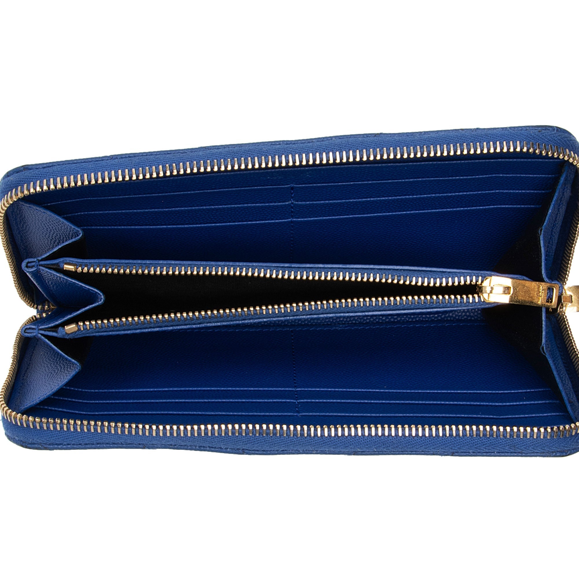 Saint Laurent Matelasse Grain de Poudre Monogram Zip Around Wallet (SHF-GVAGu1)