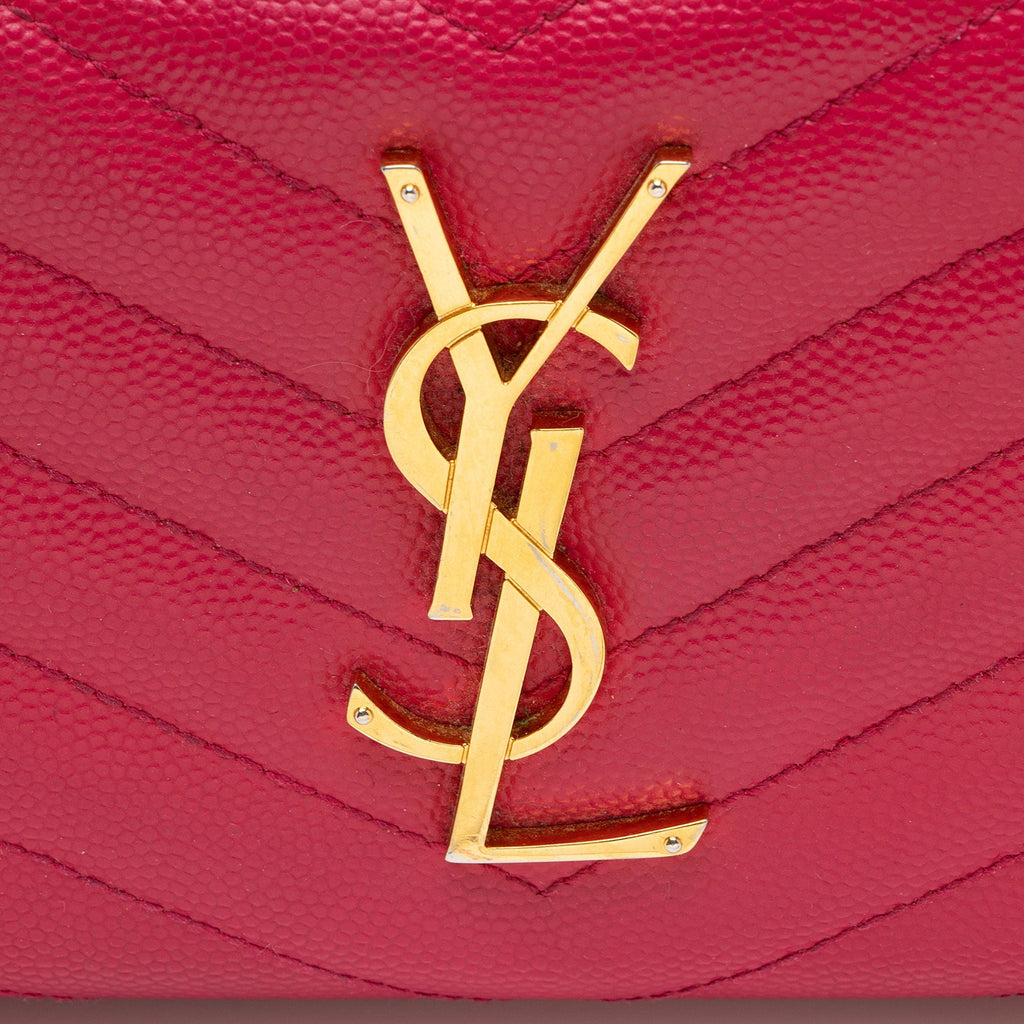 Saint Laurent Matelasse Grain de Poudre Monogram Zip Around Wallet (SHF-hYPXEX)