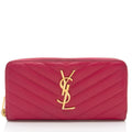 Saint Laurent Matelasse Grain de Poudre Monogram Zip Around Wallet (SHF-hYPXEX)