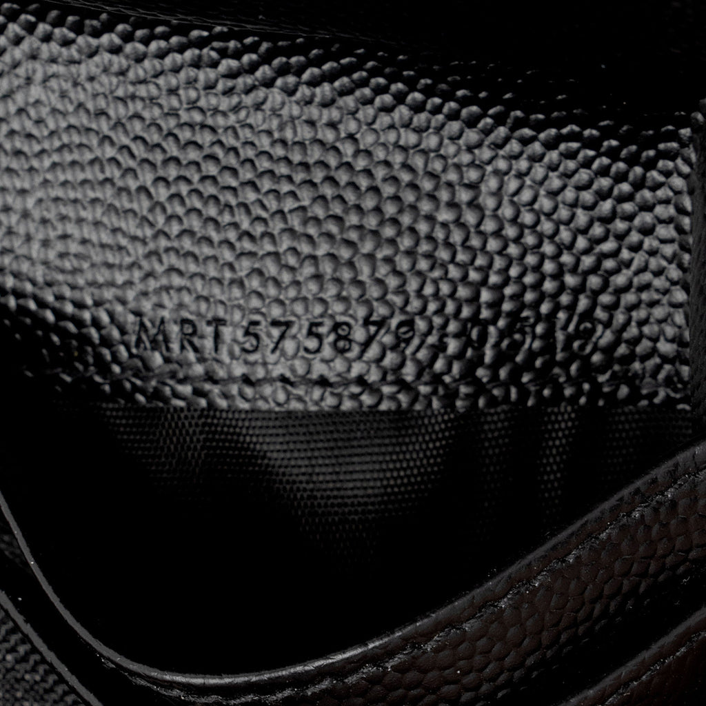 Saint Laurent Matelasse Grain de Poudre Monogram Zipper Card Case (SHF-JO7h9S)