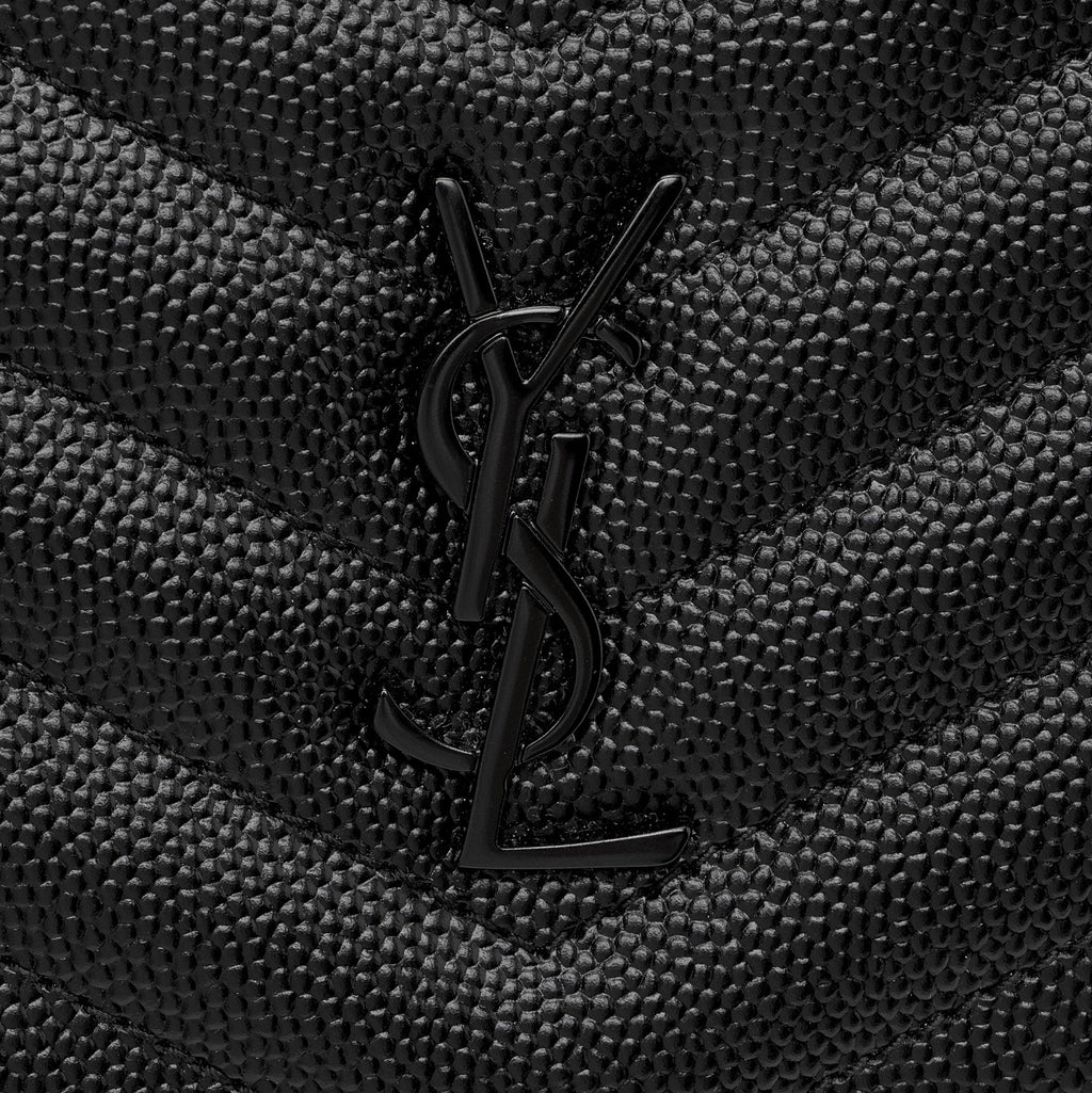 Saint Laurent Matelasse Grain de Poudre Monogram Zipper Card Case (SHF-JO7h9S)