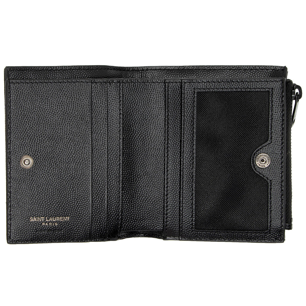 Saint Laurent Matelasse Grain de Poudre Monogram Zipper Card Case (SHF-JO7h9S)