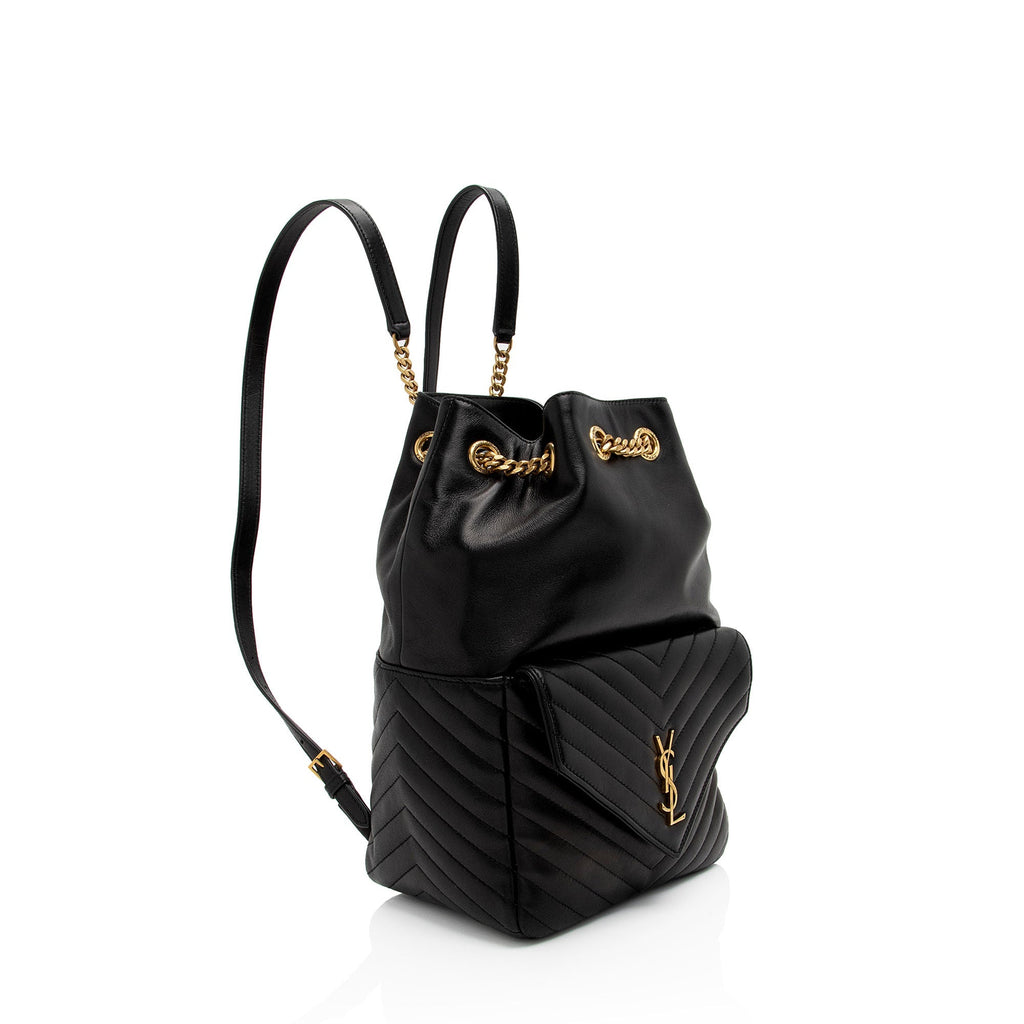 Saint Laurent Matelasse Lambskin Monogram Joe Backpack (SHF-C9THXn)