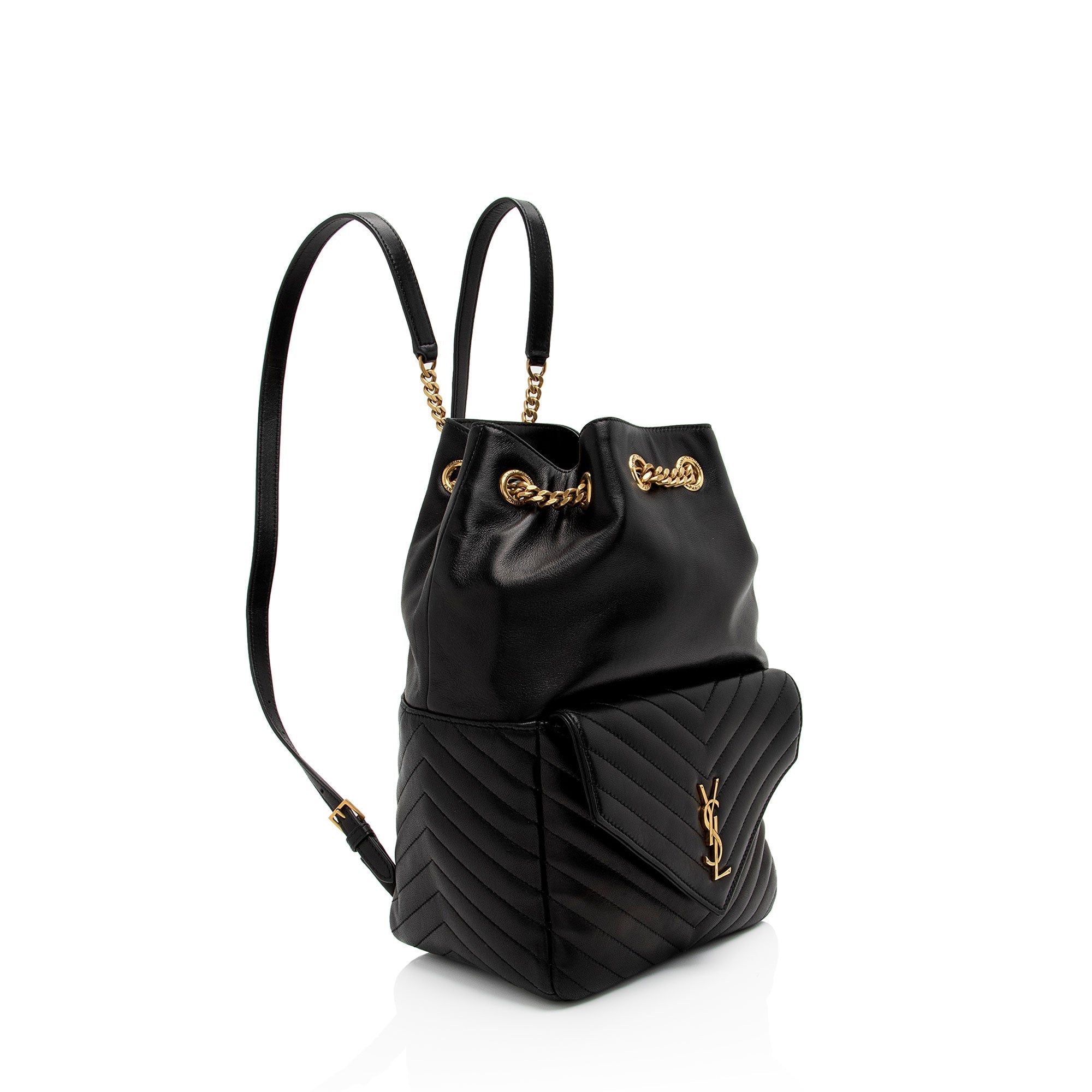 Saint Laurent Matelasse Lambskin Monogram Joe Backpack (SHF-C9THXn)