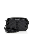 Saint Laurent Matelasse Patent Leather Monogram Lou Mini Camera Bag (SHF-xwMZnb)