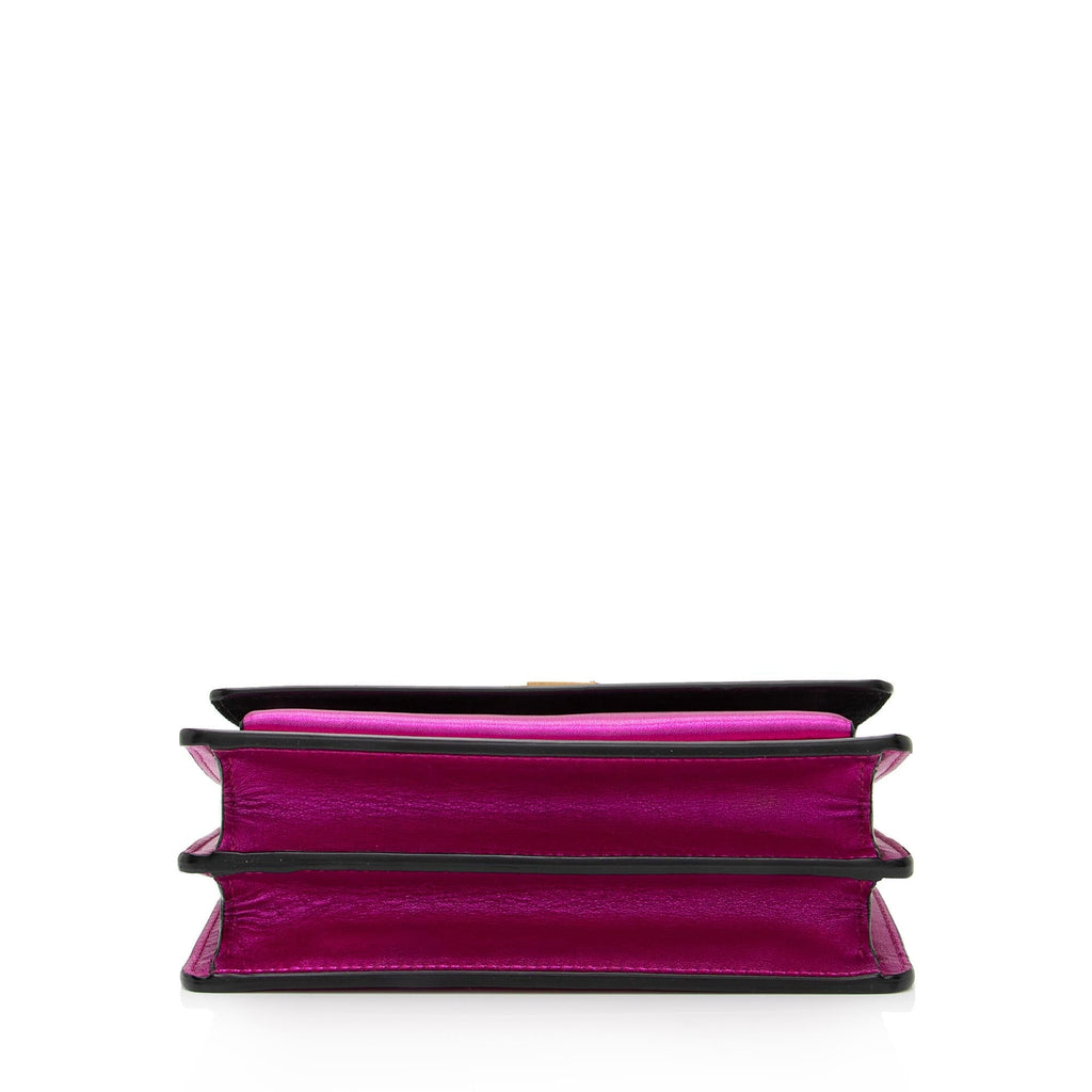 Saint Laurent Metallic Calfskin Monogram Sunset Small Shoulder Bag (SHF-UXPbK2)