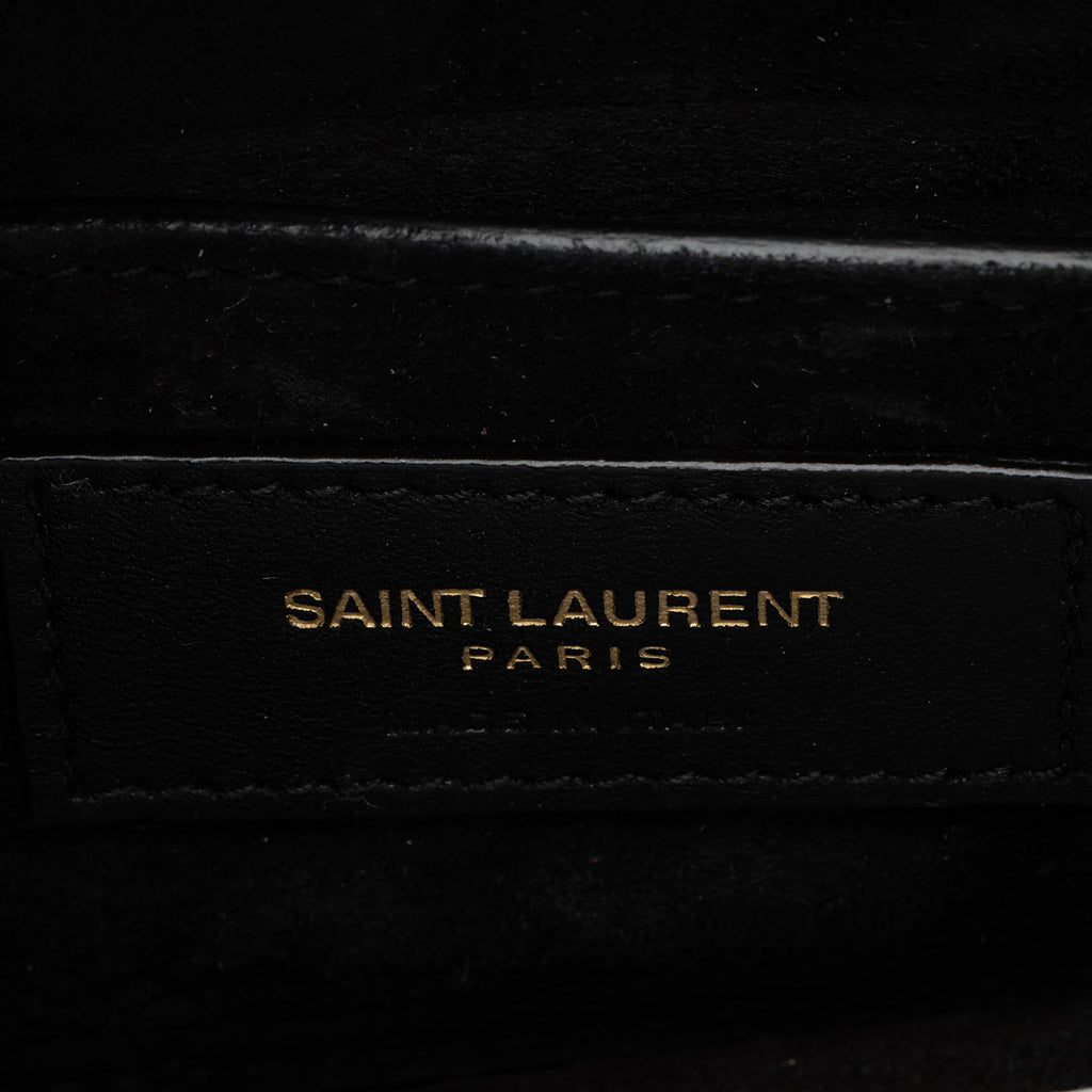 Saint Laurent Metallic Calfskin Monogram Sunset Small Shoulder Bag (SHF-UXPbK2)