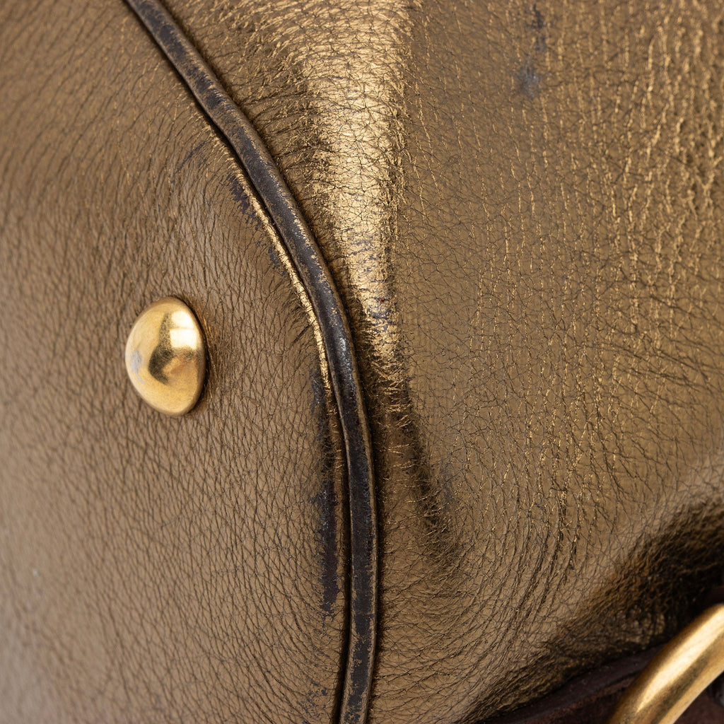 Saint Laurent Metallic Calfskin Muse Large Satchel (SHF-hk5NIK)