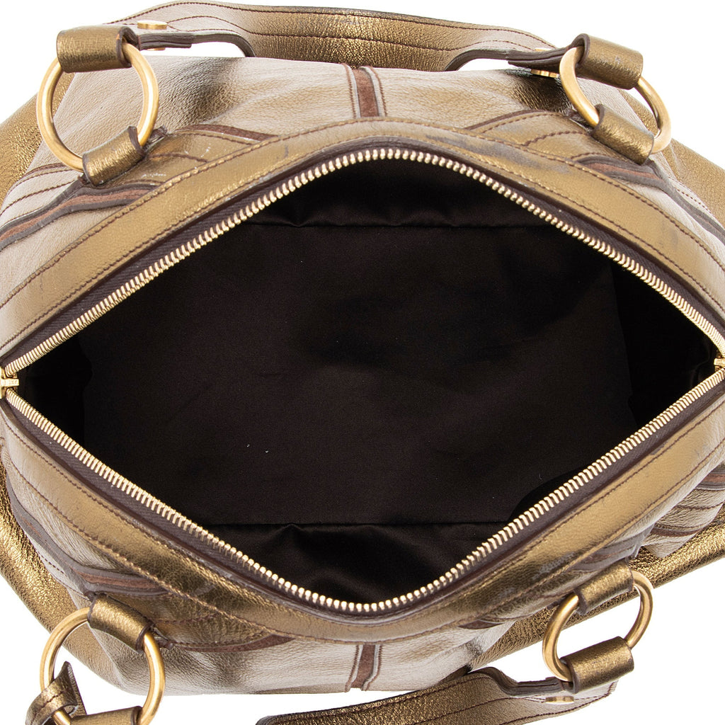 Saint Laurent Metallic Calfskin Muse Large Satchel (SHF-hk5NIK)
