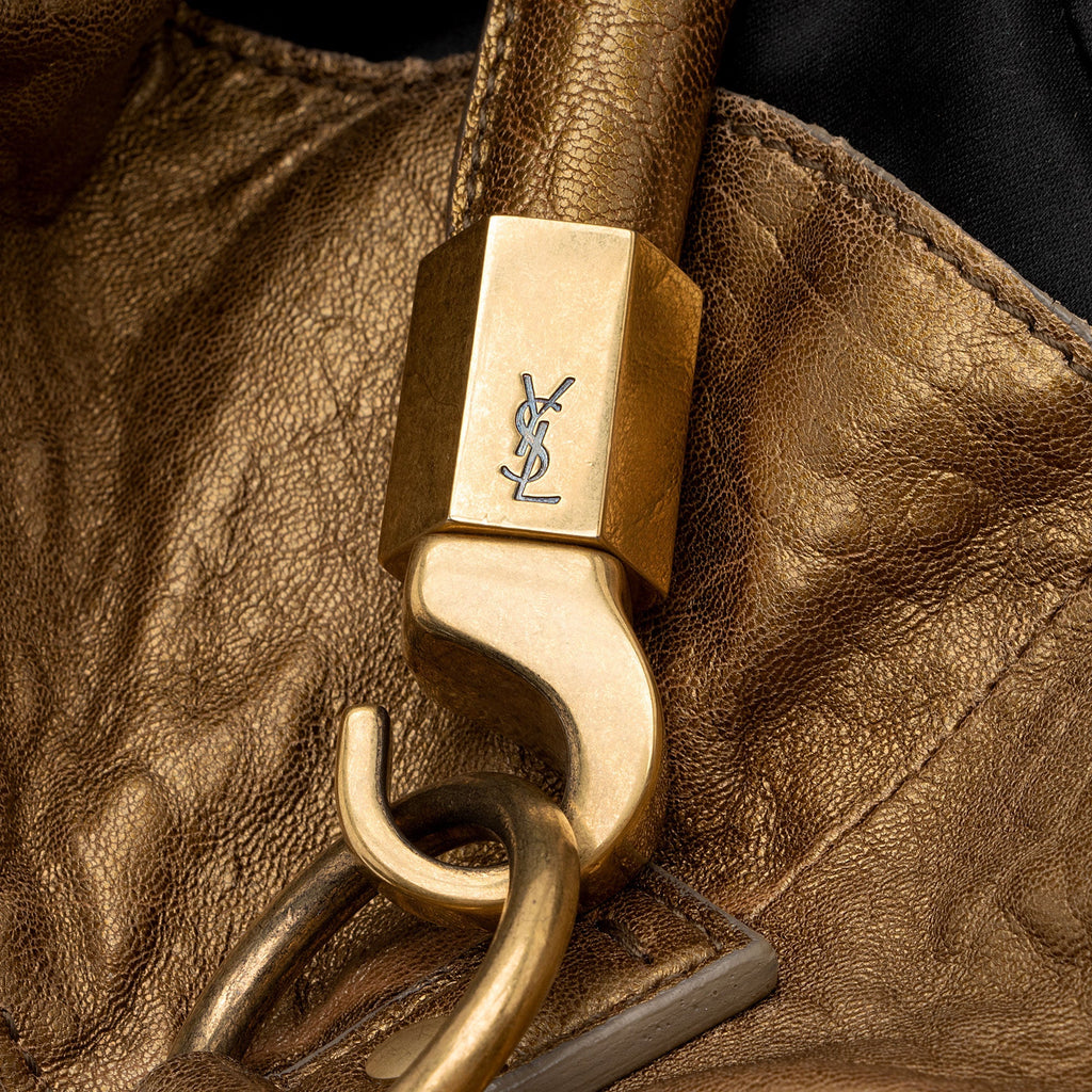 Saint Laurent Metallic Leather Roady Large Hobo (SHF-1waUqq)
