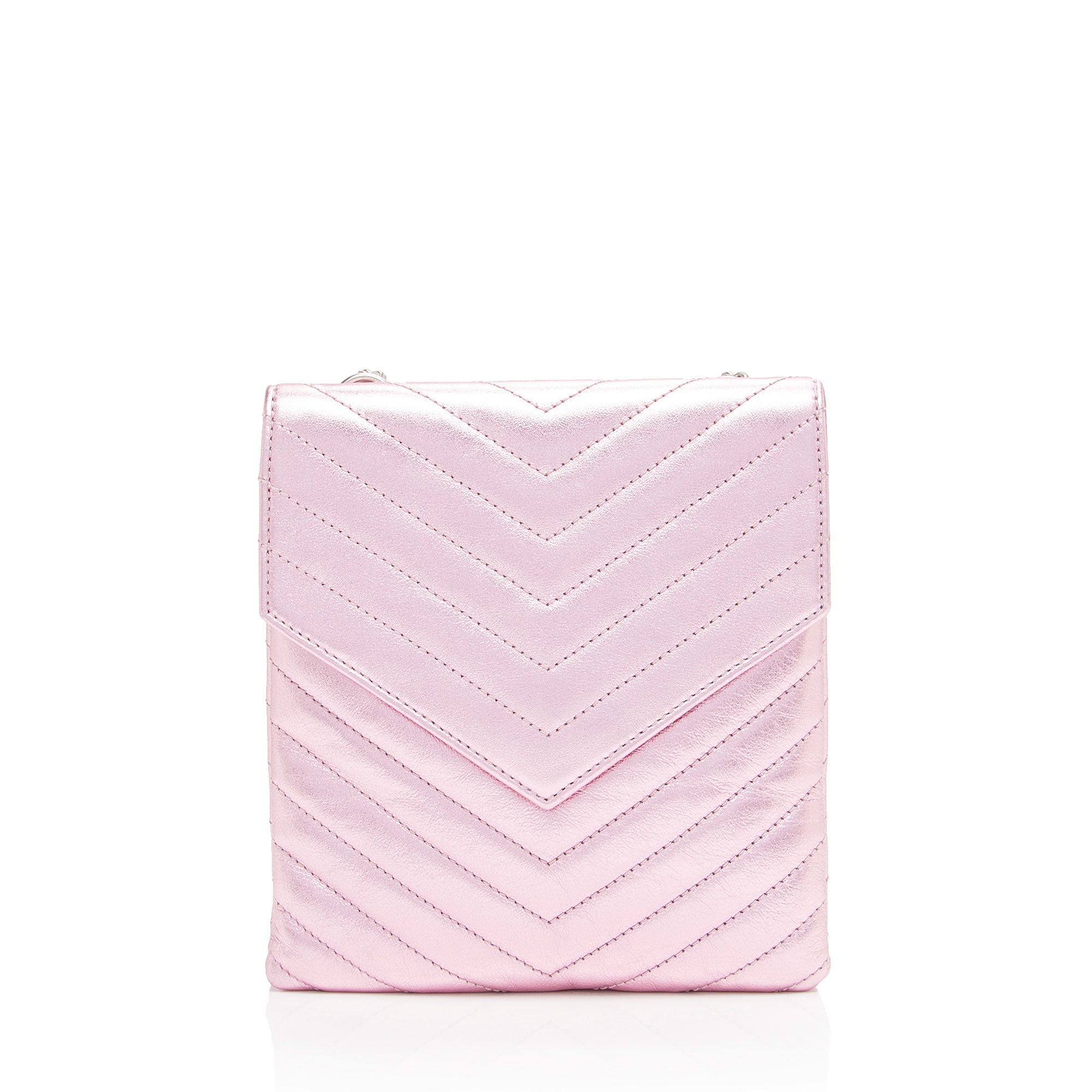 Saint Laurent Metallic Matelasse Lambskin Monogram Small Double Flap Bag (SHF-IdIvhA)