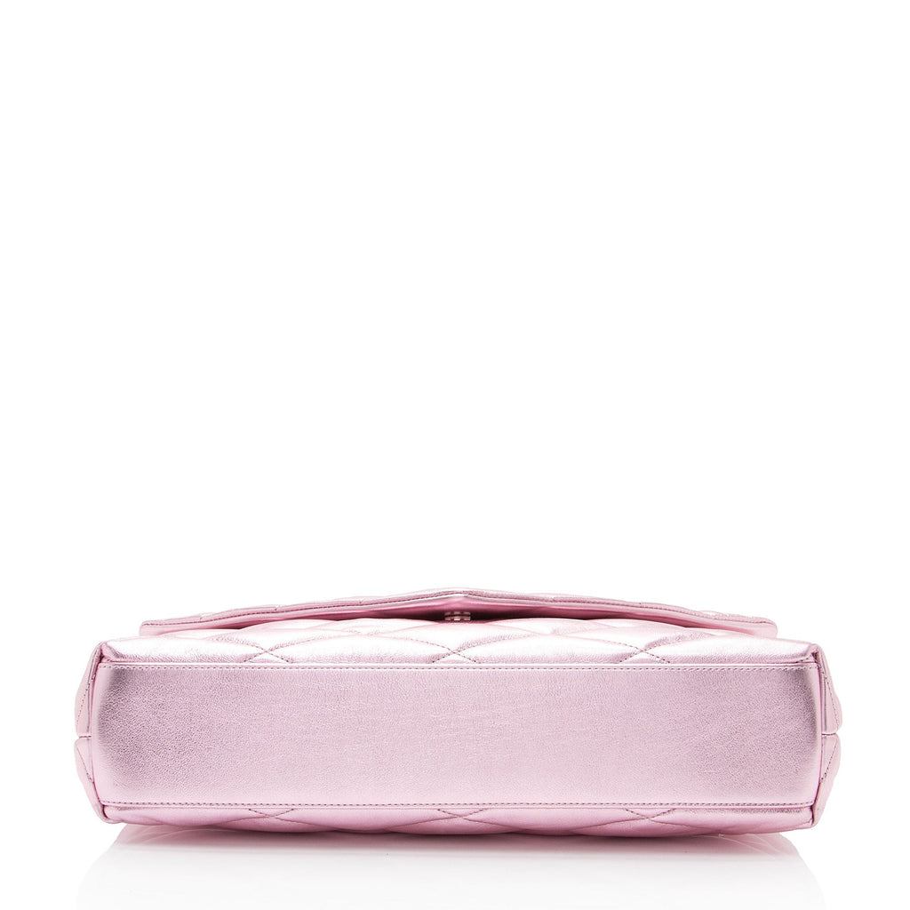 Saint Laurent Metallic Quilted Lambskin Puffer Sade Clutch (SHF-dsF7Ye)