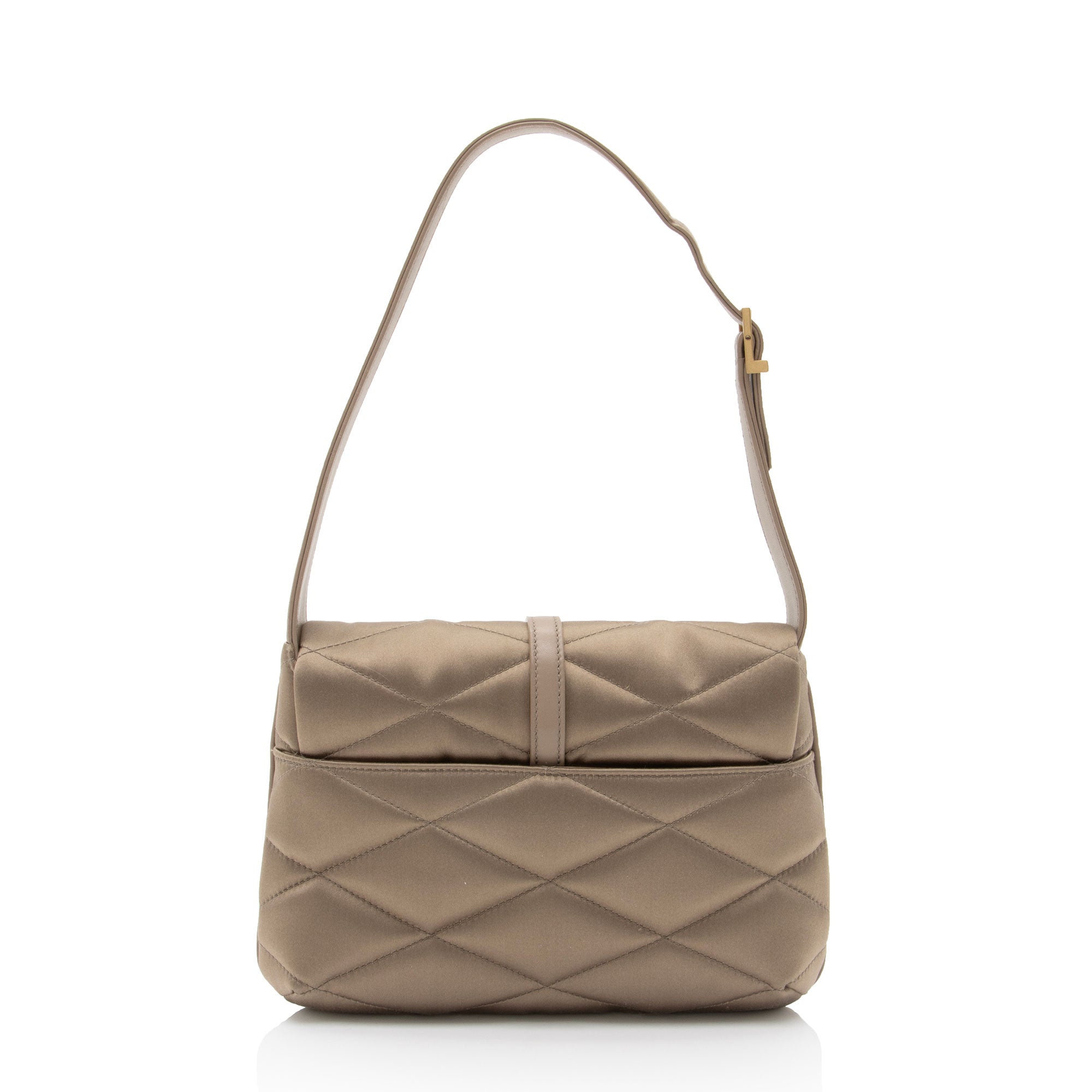 Saint Laurent Metallic Quilted Satin Monogram Le 57 Hobo (SHF-87vuVp)