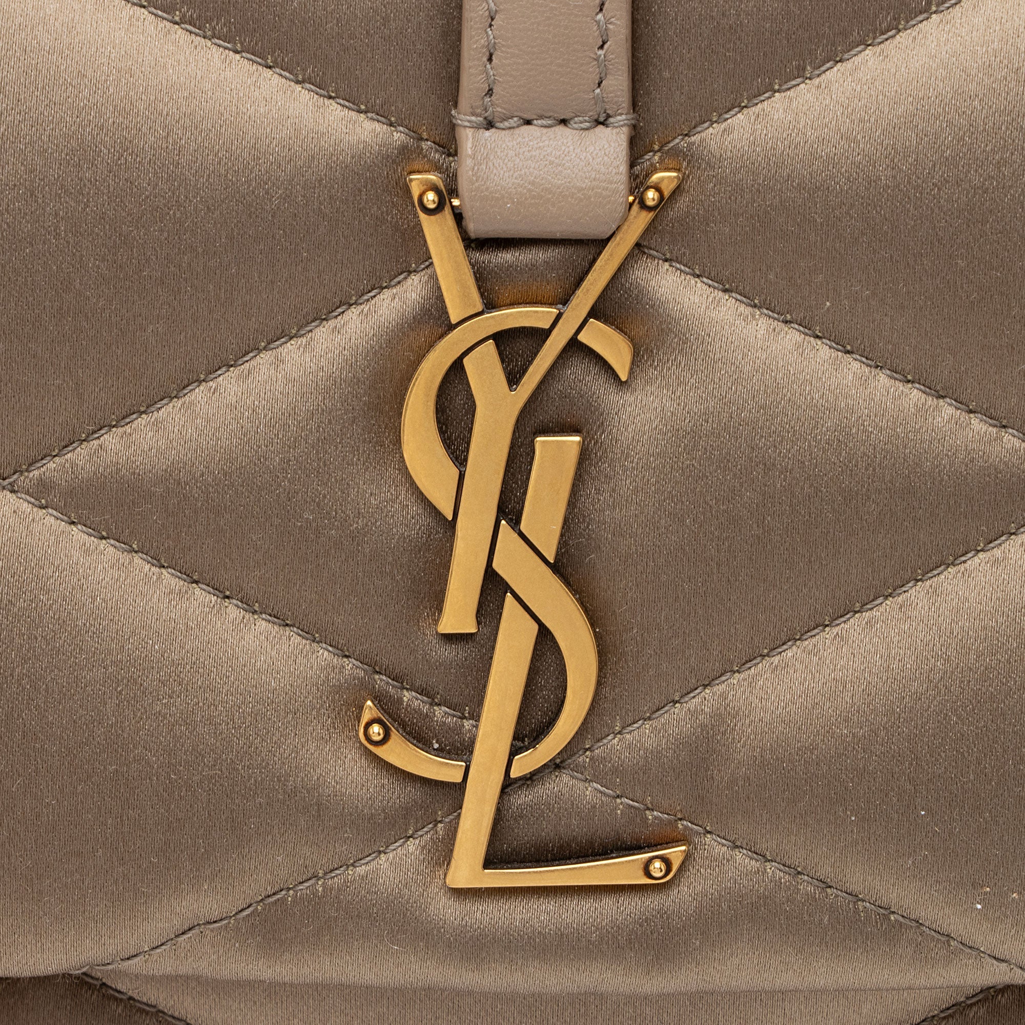 Saint Laurent Metallic Quilted Satin Monogram Le 57 Hobo (SHF-87vuVp)