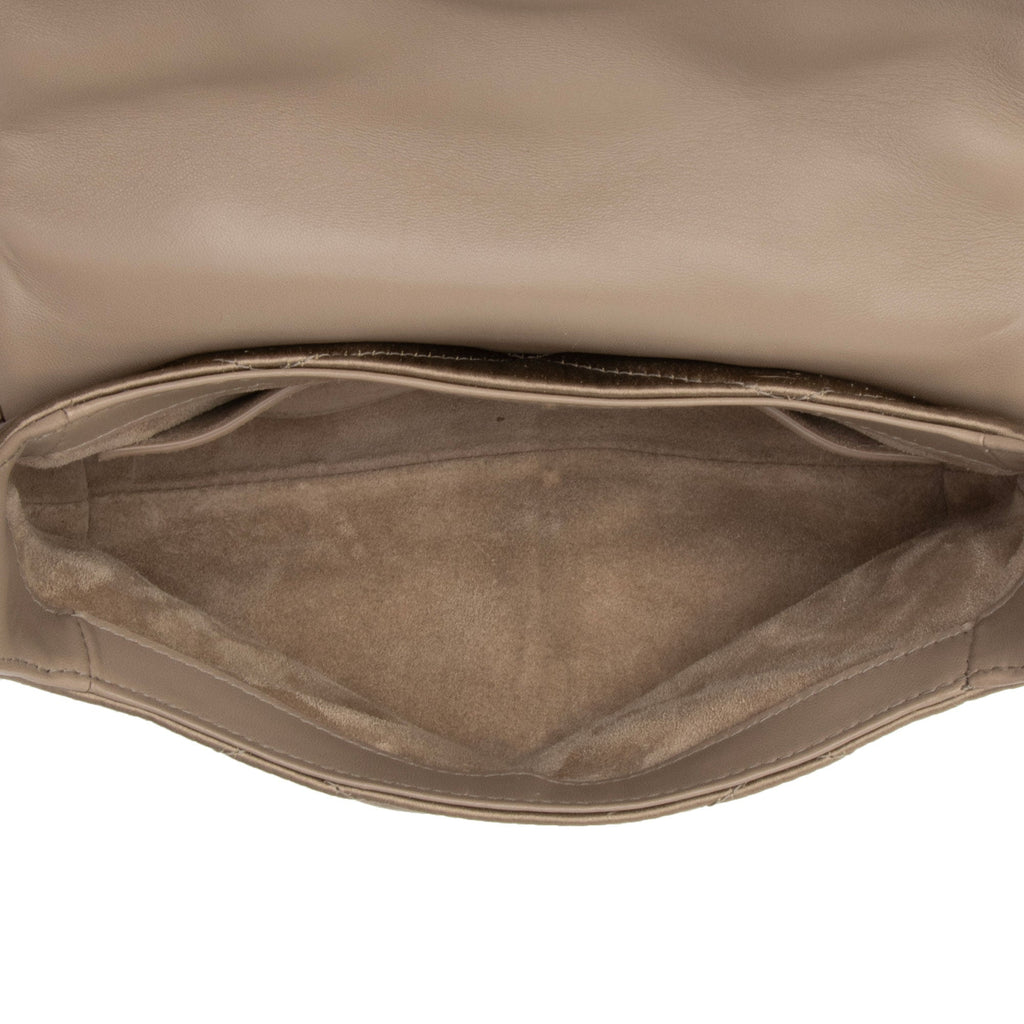 Saint Laurent Metallic Quilted Satin Monogram Le 57 Hobo (SHF-87vuVp)