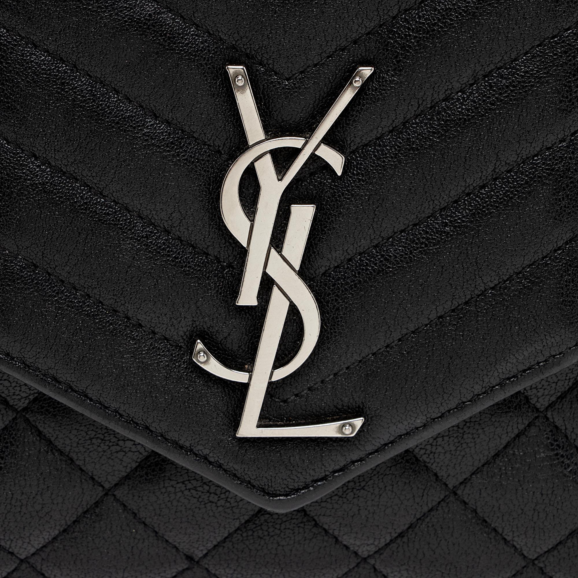 Saint Laurent Mixed Matelasse Calfskin Monogram Chain Wallet (SHF-f944Ez)