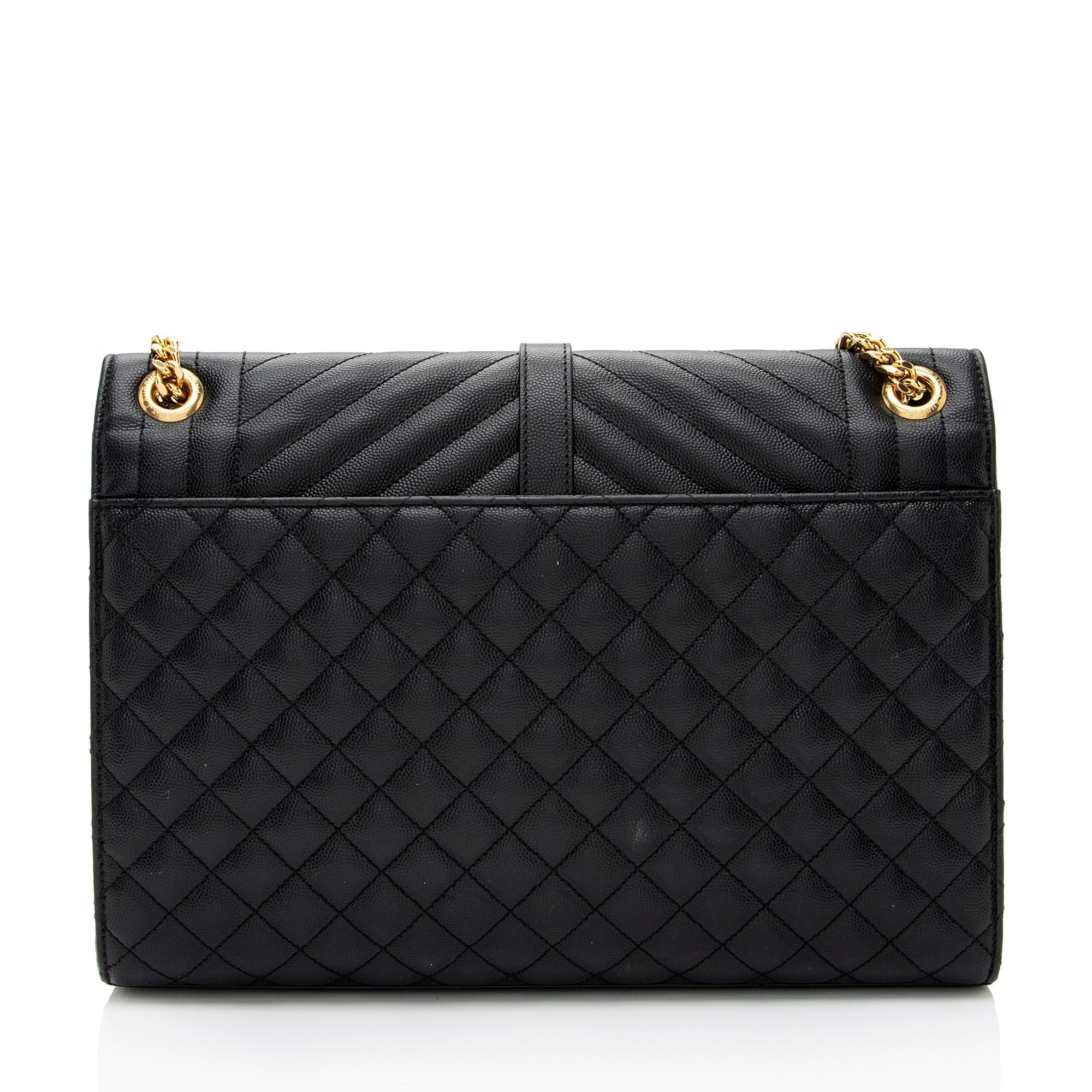Saint Laurent Mixed Matelasse Grain de Poudre Monogram Large Envelope Bag (SHF-bhZZVe)