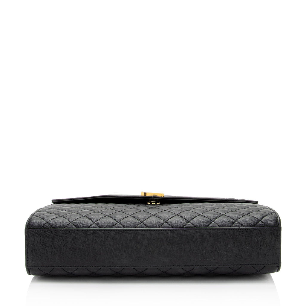 Saint Laurent Mixed Matelasse Grain de Poudre Monogram Large Envelope Bag (SHF-bhZZVe)