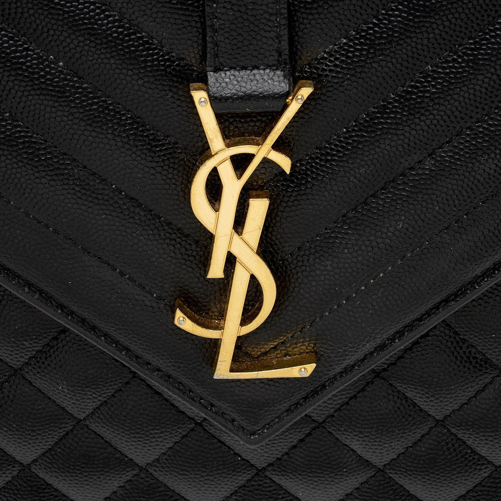Saint Laurent Mixed Matelasse Grain de Poudre Monogram Large Envelope Bag (SHF-bhZZVe)