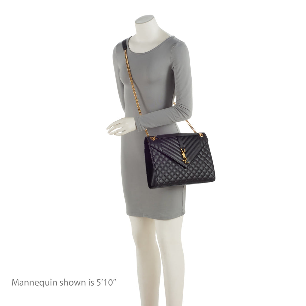 Saint Laurent Mixed Matelasse Grain de Poudre Monogram Large Envelope Bag (SHF-bhZZVe)