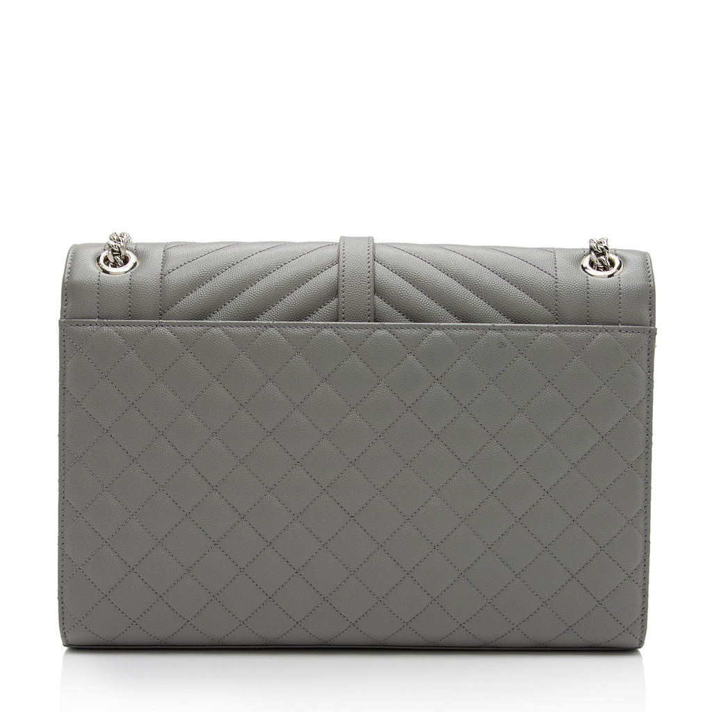 Saint Laurent Mixed Matelasse Grain de Poudre Monogram Large Envelope Bag (SHF-9oCzj0)