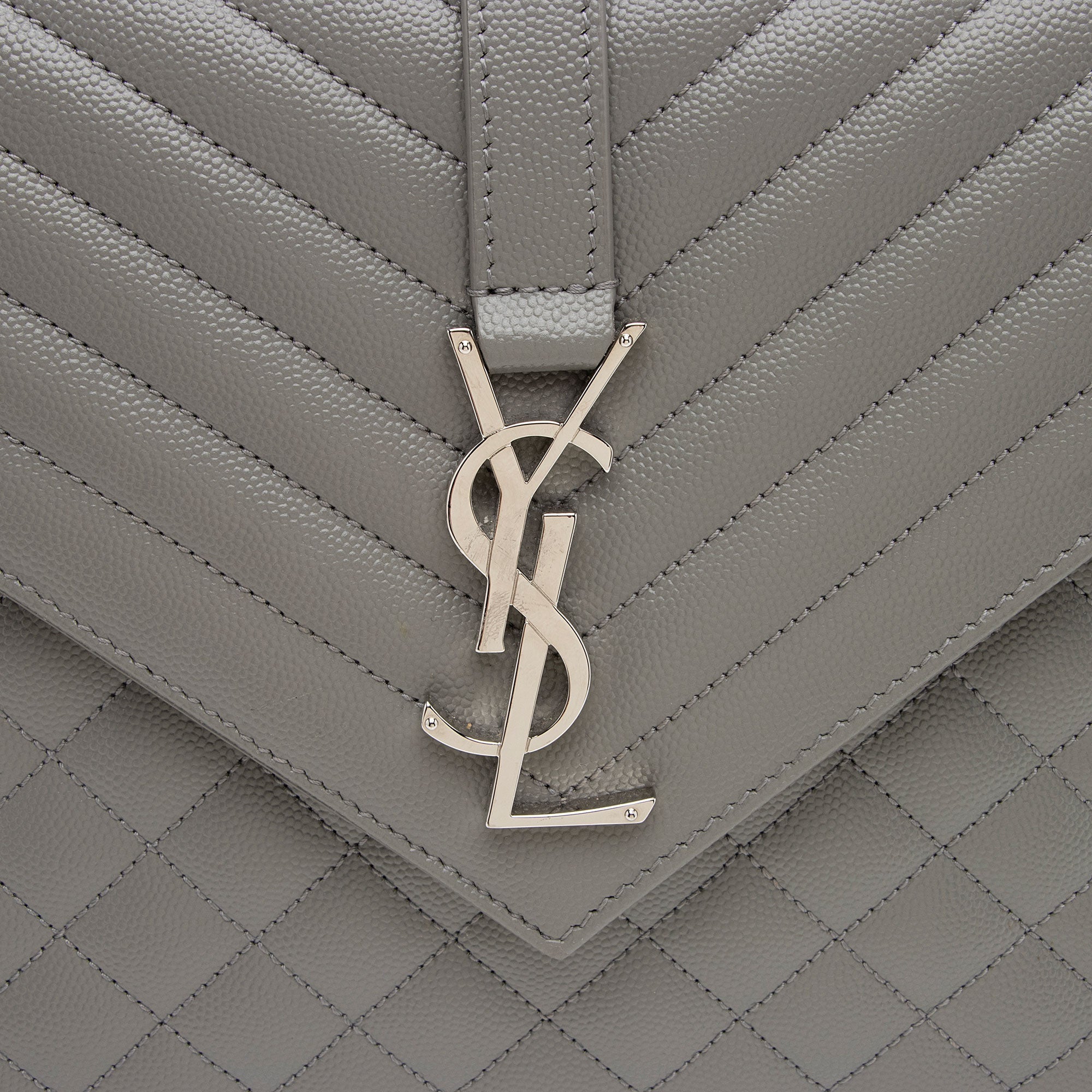 Saint Laurent Mixed Matelasse Grain de Poudre Monogram Large Envelope Bag (SHF-9oCzj0)