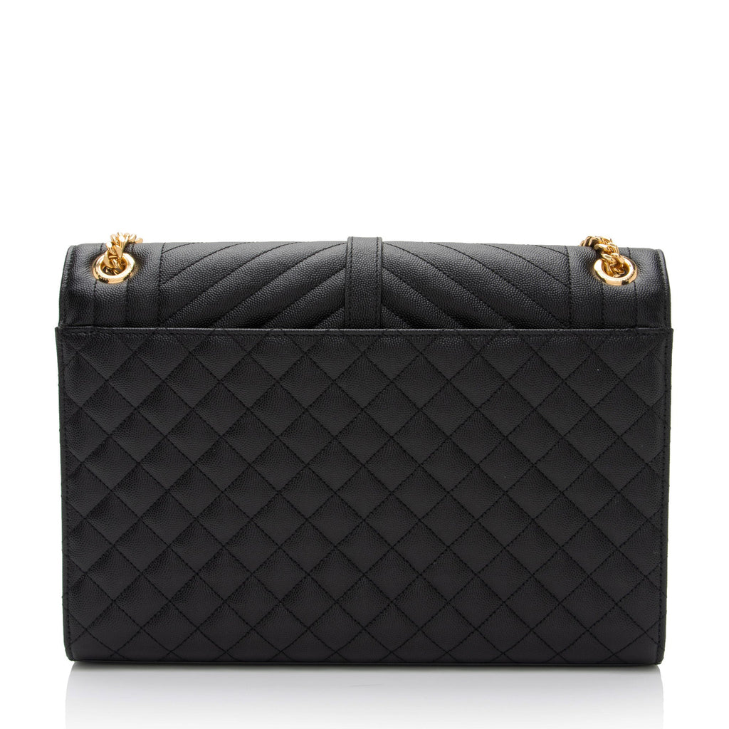 Saint Laurent Mixed Matelasse Grain de Poudre Monogram Large Envelope Bag (SHF-xlS4gs)