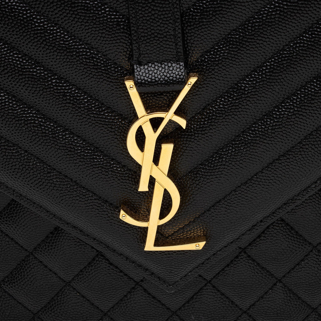 Saint Laurent Mixed Matelasse Grain de Poudre Monogram Large Envelope Bag (SHF-xlS4gs)