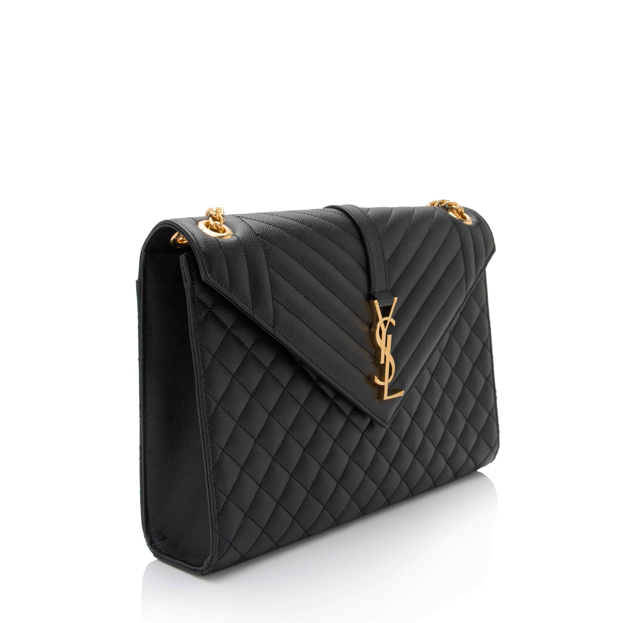 Saint Laurent Mixed Matelasse Grain de Poudre Monogram Large Envelope Bag (SHF-xlS4gs)
