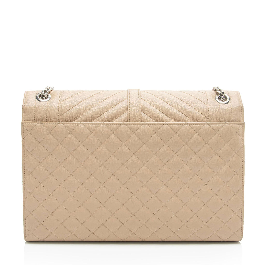 Saint Laurent Mixed Matelasse Grain de Poudre Monogram Large Envelope Bag (SHF-MsCt3J)