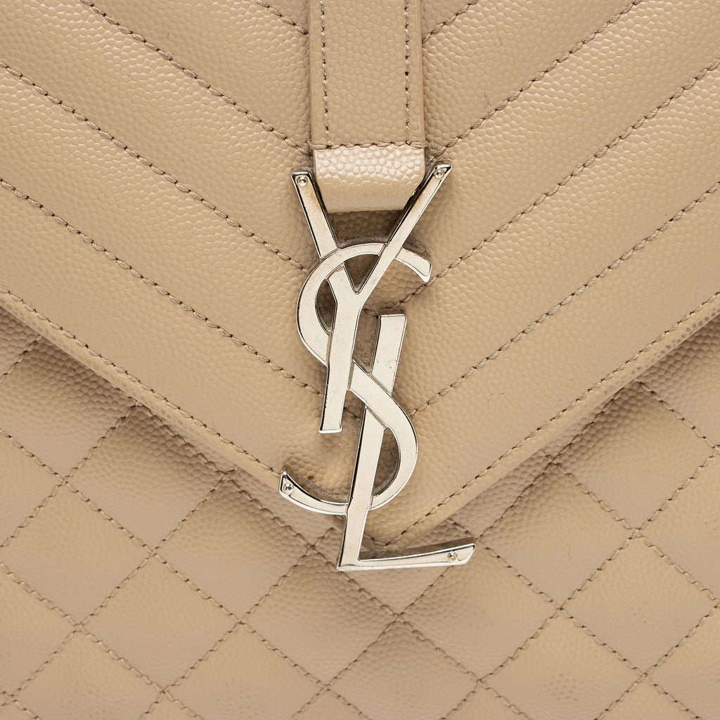 Saint Laurent Mixed Matelasse Grain de Poudre Monogram Large Envelope Bag (SHF-MsCt3J)