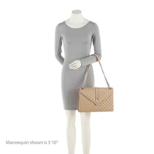 Saint Laurent Mixed Matelasse Grain de Poudre Monogram Large Envelope Bag (SHF-MsCt3J)