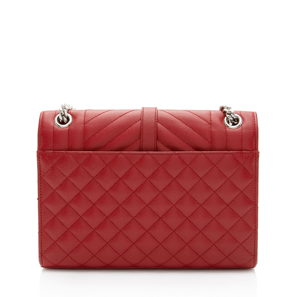 Saint Laurent Mixed Matelasse Grain de Poudre Monogram Medium Shoulder Bag (SHF-2Ox16z)