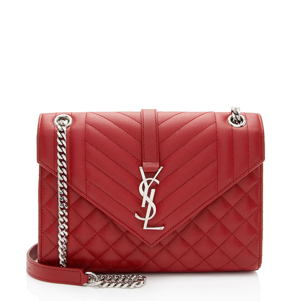 Saint Laurent Mixed Matelasse Grain de Poudre Monogram Medium Shoulder Bag (SHF-2Ox16z)