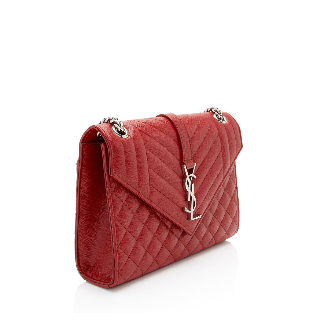 Saint Laurent Mixed Matelasse Grain de Poudre Monogram Medium Shoulder Bag (SHF-2Ox16z)