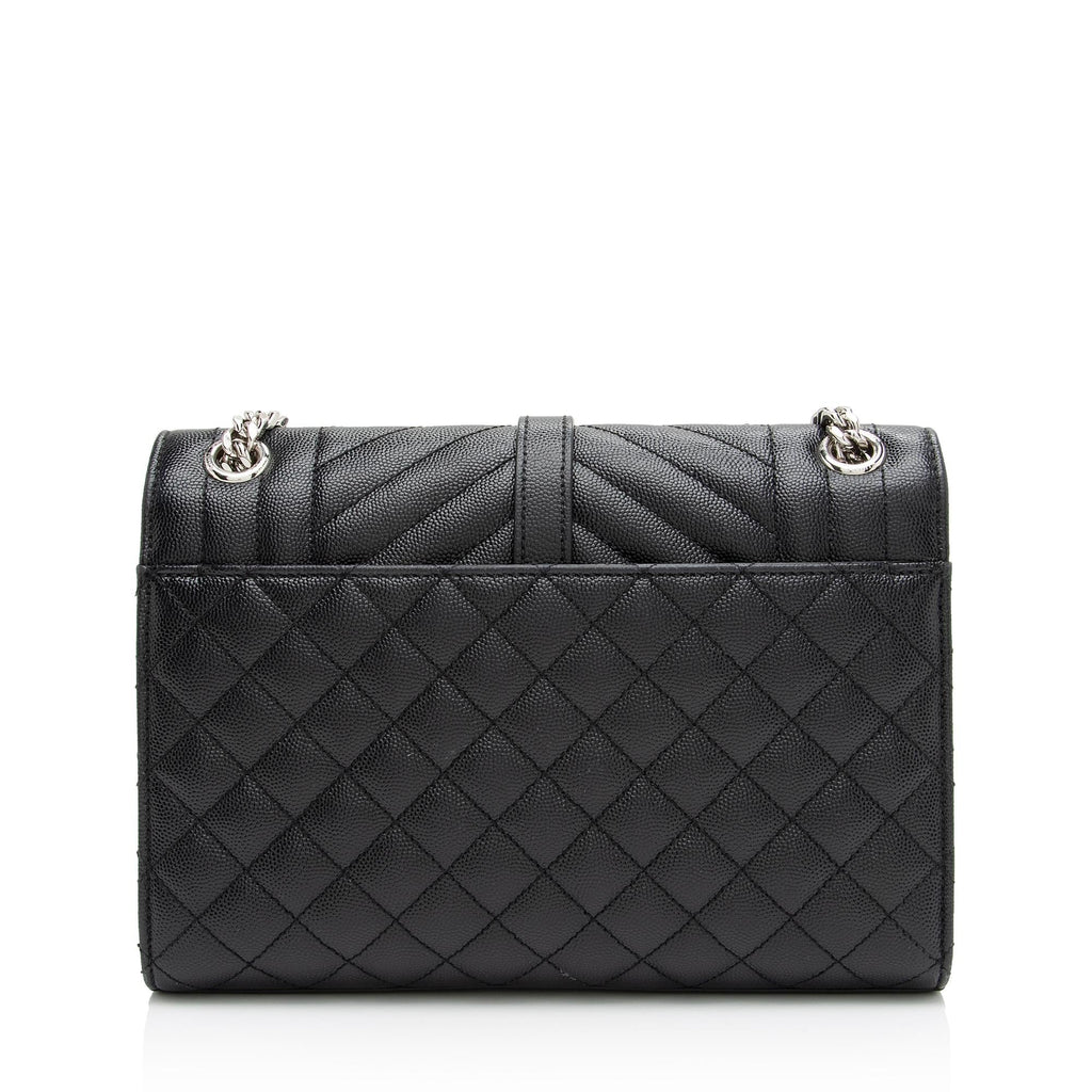 Saint Laurent Mixed Matelasse Grain de Poudre Monogram Medium Shoulder Bag (SHF-xBAr0v)